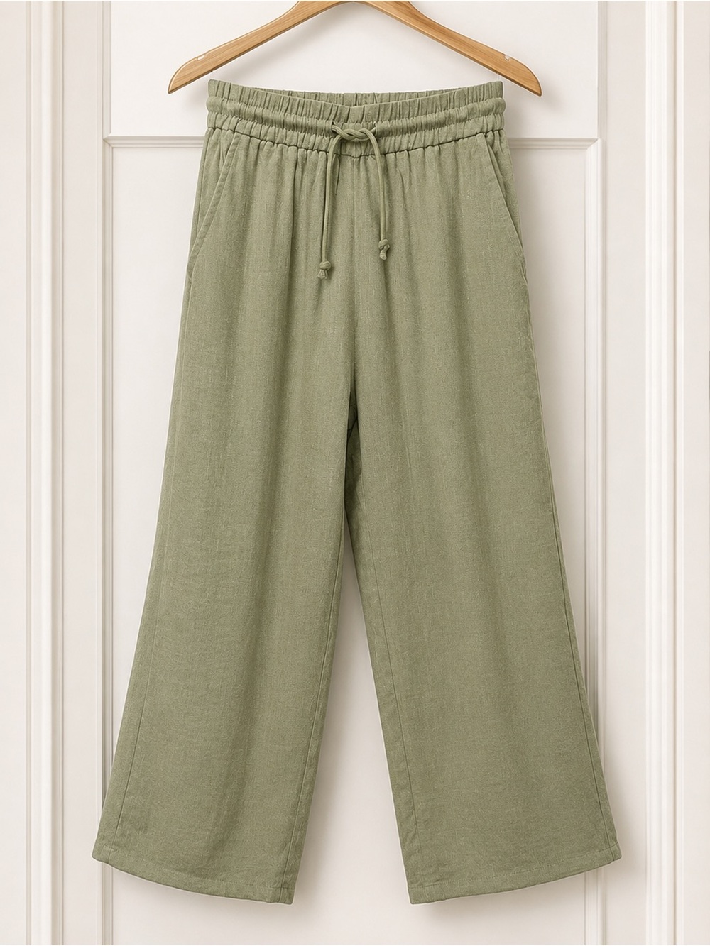 NWT Halara Sage Green High Waist Wide Leg Drawstring Lounge Pants S Tall
